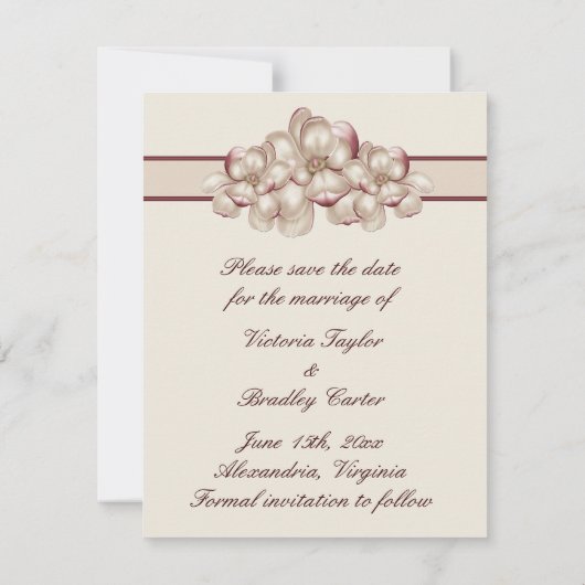 Magnolia Bewaar de datum bruiloft Magnolia uitnodi Save The Date (Achterkant)