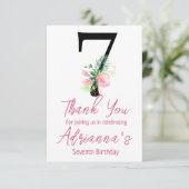 Magnolia Birthday Invitation, 7e verjaardag Bedankkaart (Staand voorkant)