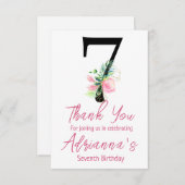 Magnolia Birthday Invitation, 7e verjaardag Bedankkaart (Voorkant / Achterkant)