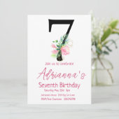 Magnolia Birthday Invitation, 7e verjaardag Kaart (Staand voorkant)