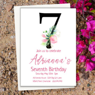 Magnolia Birthday Invitation, 7e verjaardag Kaart