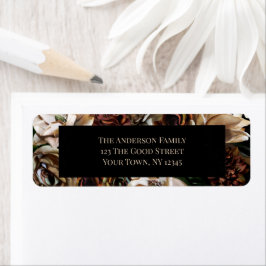 Magnolia Black & Gold Floral Etiket
