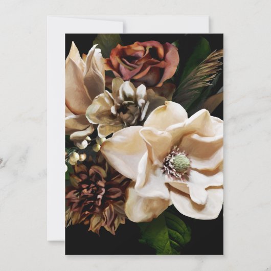 Magnolia Black Gold Floral Save the Date Kaart (Achterkant)