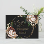 Magnolia Black Gold Wreator Floral Save the Date i Kaart (Staand voorkant)