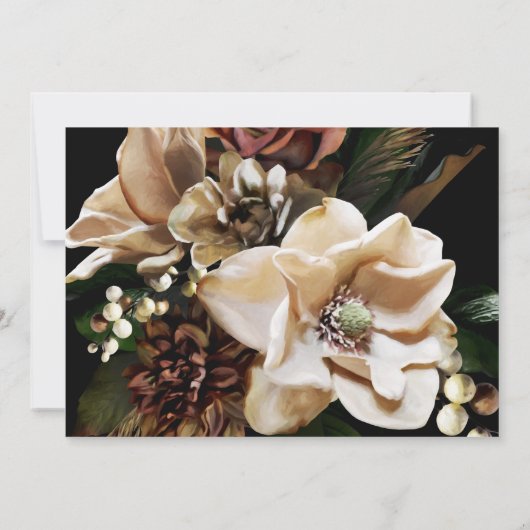 Magnolia Black Gold Wreator Floral Save the Date i Kaart (Achterkant)