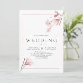 Magnolia Bloei Bruiloft Uitnodigingen (Staand voorkant)