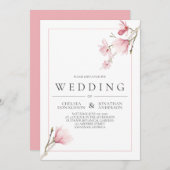 Magnolia Bloei Bruiloft Uitnodigingen (Voorkant / Achterkant)