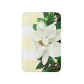 Magnolia Bloei | Geel & Wit Gestreepte Badmat (Voorkant Verticaal)