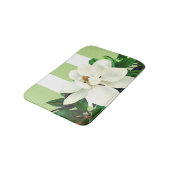 Magnolia Bloei | Groene en Witte Gestreepte Badmat (Gekanteld)