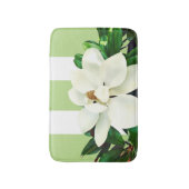 Magnolia Bloei | Groene en Witte Gestreepte Badmat (Voorkant Verticaal)