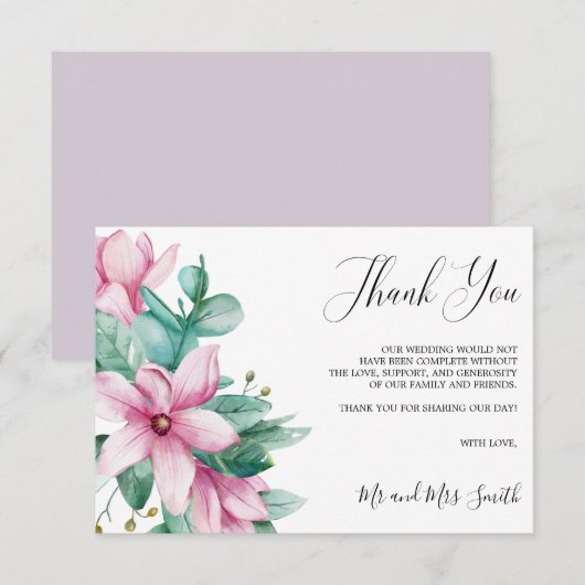 Magnolia Bloei | Rustieke Bloemige Trouwdag Bedank Bedankkaart (Voorkant / Achterkant)