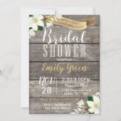 Magnolia Bloem Bruids Douche Uitnodiging Rustiek (Voorkant)