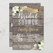 Magnolia Bloem Bruids Douche Uitnodiging Rustiek (Voorkant / Achterkant)