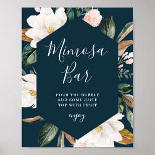 Magnolia bloem bruidsshower mimosa bar bord poster