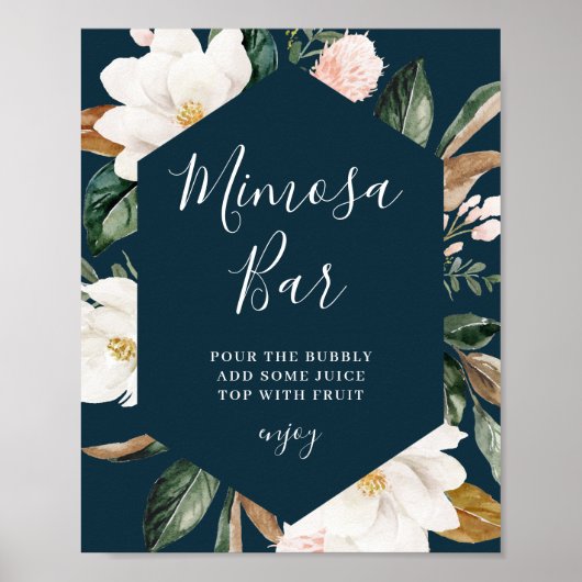 Magnolia bloem bruidsshower mimosa bar bord poster (Voorkant)
