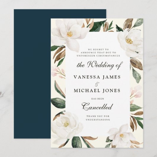 Magnolia bloem bruiloft afzegging aankondiging (Voorkant / Achterkant)