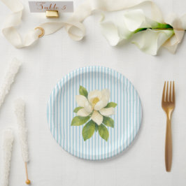 Magnolia Bloem Custom Trouw Blauw Streep Papieren Bordje
