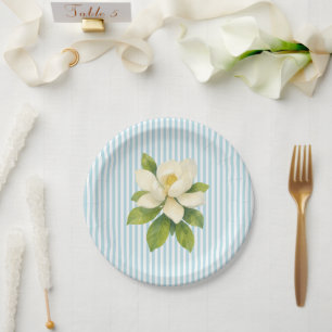 Magnolia Bloem Custom Trouw Blauw Streep Papieren Bordje