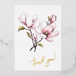 Magnolia Bloem "Dank je!" bewerkbaar Folie Feestdagenkaart