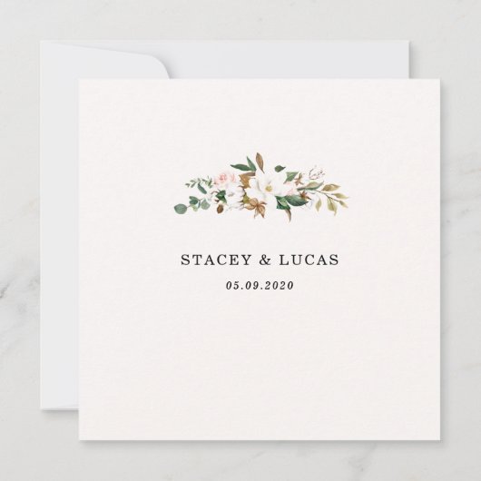 Magnolia Bloem Gouden Uitnodigingen (Achterkant)