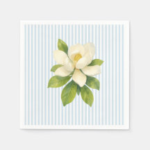 Magnolia Bloem Huwelijk Blauw Streep Aangepast