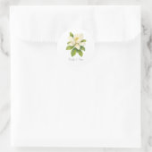 Magnolia Bloem Huwelijk Monogram Ronde Sticker (Tas)