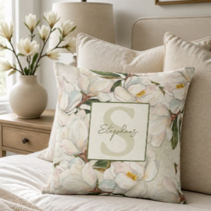 Magnolia Bloem Monogram Kussensloop Kussen