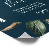 Magnolia bloem navy bruids-shower mimosa bar bord poster (Hoek)