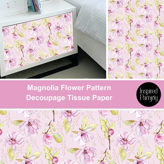 Magnolia Bloem Patroon Decoupage Tissuepapier