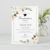 Magnolia bloemen afstudeerfeest uitnodiging (Staand voorkant)