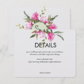 Magnolia Bloemen Aquarel Trouw Details Kaart (Voorkant / Achterkant)