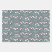 Magnolia Bloemen Bewerkbare gelegenheden Set van 3 Inpakpapier Vel (Voorkant 3)