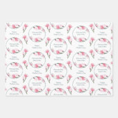 Magnolia Bloemen Bewerkbare gelegenheden Set van 3 Inpakpapier Vel (Voorkant)