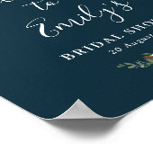 magnolia bloemen blauwe bruiloft welcome bord poster (Hoek)