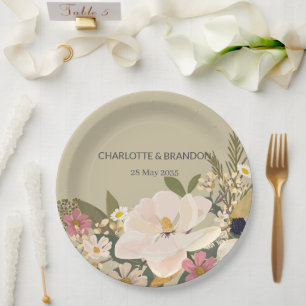 Magnolia Bloemen Boeket Huwelijksfeest Papieren Bordje