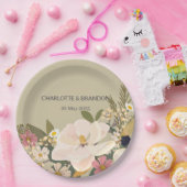 Magnolia Bloemen Boeket Huwelijksfeest Papieren Bordje (Feest)