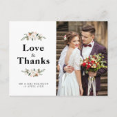 Magnolia Bloemen bruiloft Dank u fotokaart Briefkaart (Voorkant)