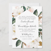 Magnolia Bloemen bruiloft uitnodiging (Voorkant)