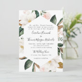 Magnolia Bloemen bruiloft uitnodiging (Staand voorkant)