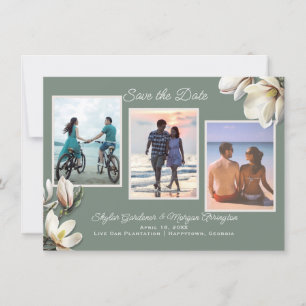 Magnolia Bloemen Drie Foto Huwelijk Opslag de Datu Save The Date