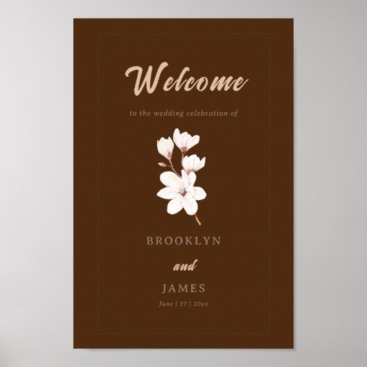 Magnolia Bloemen Gastenboek Sign Poster (Voorkant)