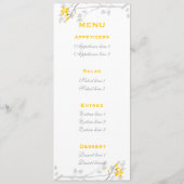 Magnolia bloemen geel, grijs bruiloft Menu kaart (Achterkant)