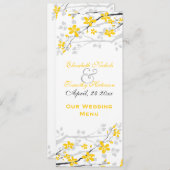 Magnolia bloemen geel, grijs bruiloft Menu kaart (Voorkant / Achterkant)