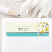 Magnolia bloemen geel turquoise bruiloft label (Insitu)