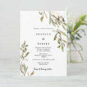 Magnolia bloemen moderne bruiloft uitnodiging (Staand voorkant)