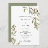 Magnolia bloemen moderne bruiloft uitnodiging (Voorkant / Achterkant)