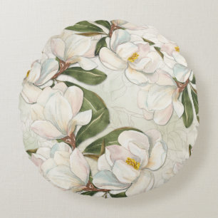 Magnolia Bloemen Rond Sierkussen Kussen