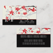 Magnolia bloemen rood zwart bloemig visitekaartje (Voorkant / Achterkant)