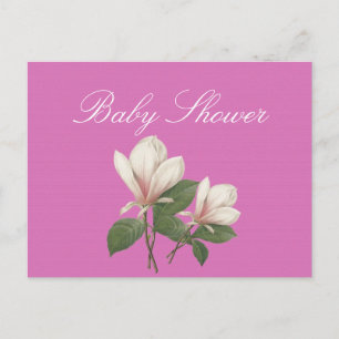 magnolia bloemen roze baby shower uitnodiging briefkaart