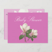   magnolia bloemen roze baby shower uitnodiging briefkaart (Voorkant / Achterkant)